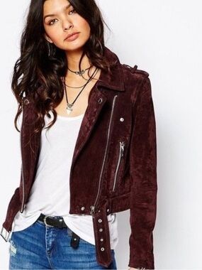 Blank NYC Dark Burgundy Suede Moto Jacket